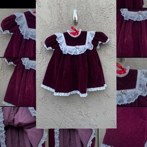 Cutest One Girls 2T Vintage Baby Doll Velvet Dress